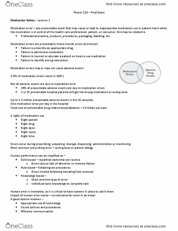 PHARM120 Lecture Notes - Lecture 2: Canadian Pharmacists Association, Evidence-Based Practice, Hospital Pharmacy thumbnail
