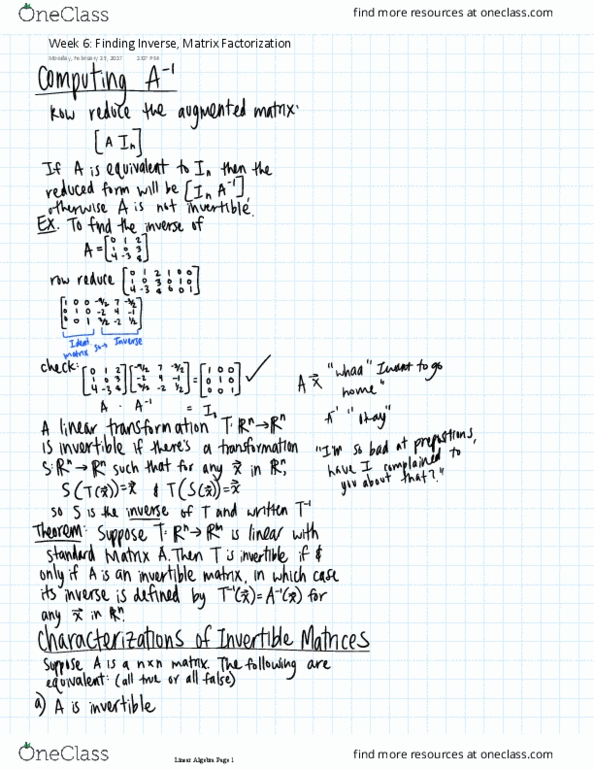 MATH 2270 Lecture 6: Week 6 Finding Inverse, Matrix Factorization thumbnail