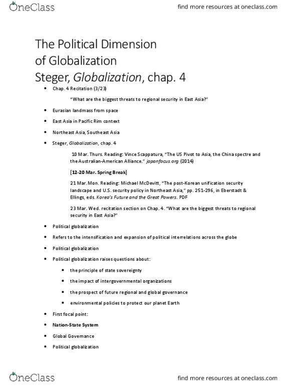 01:098:242 Lecture Notes - Lecture 4: Northeast Asia, Nationstates, Global Governance thumbnail