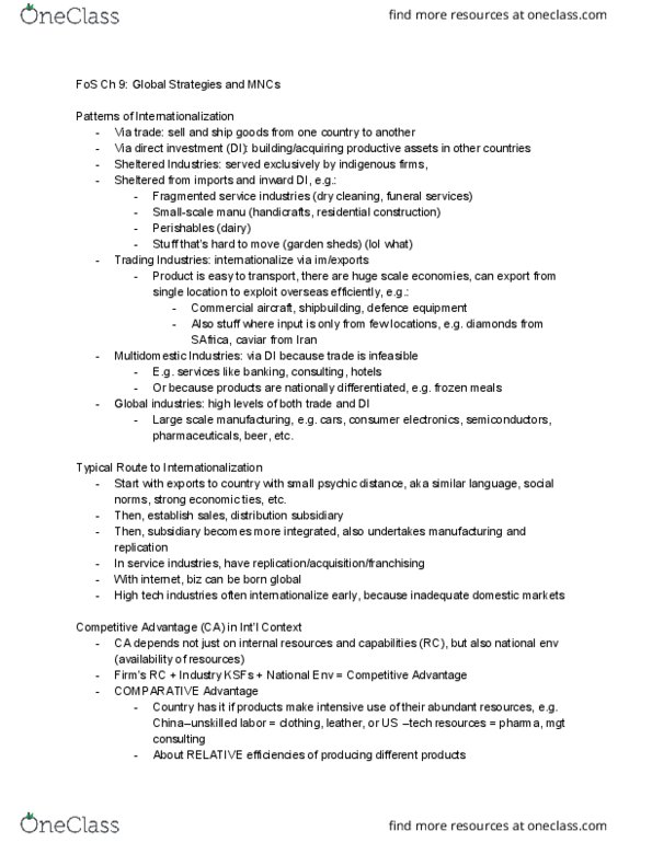 BSM 600 Chapter Notes - Chapter 9: Culture Of Switzerland, Candela, Pharmaceutical Industry thumbnail