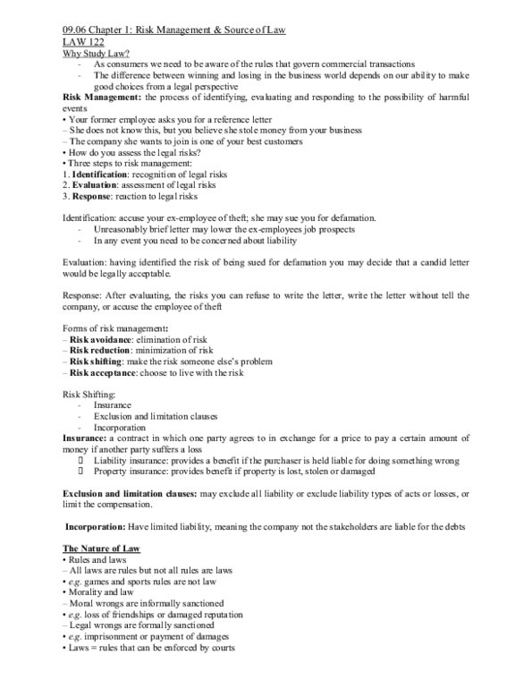 LAW 122 Lecture Notes - Telephone Numbers In The United Kingdom thumbnail