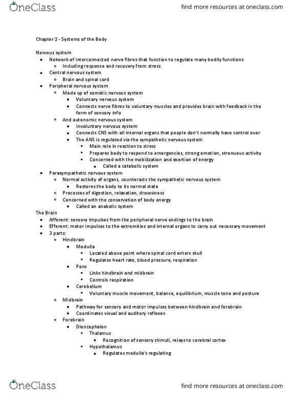 PSYC 328 Chapter Notes - Chapter 2: Sympathetic Nervous System, Peripheral Nervous System, Adrenal Medulla thumbnail