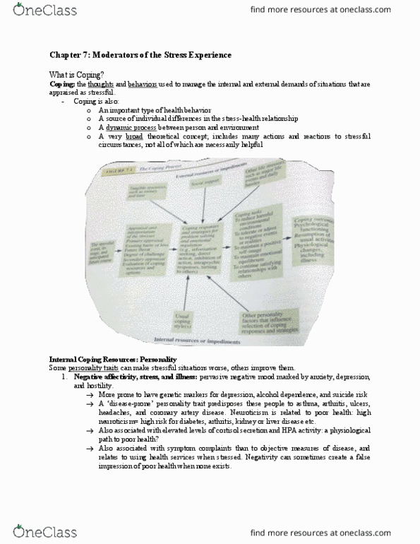 PSYC 328 Chapter Notes - Chapter 7: Coronary Artery Disease, Explanatory Style, Psychological Resilience thumbnail