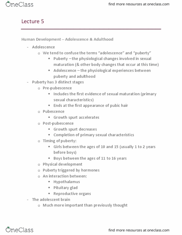 PSYC 1030H Lecture Notes - Lecture 5: Sex Organ, James Marcia, Emerging Adulthood And Early Adulthood thumbnail