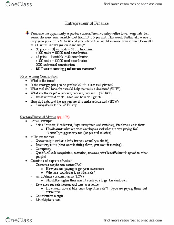 BU121 Lecture Notes - Lecture 10: Gross Margin, Contribution Margin, Variable Cost thumbnail