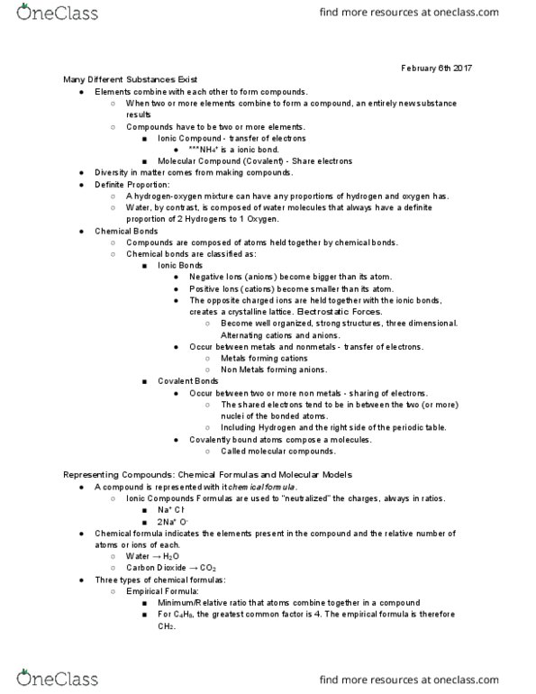 CHM 111 Lecture 8: Chapter 3: Molecules, Compounds and Chemical Equations thumbnail