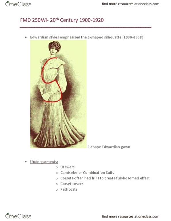 FMD 250 Lecture Notes - Lecture 12: Corset thumbnail