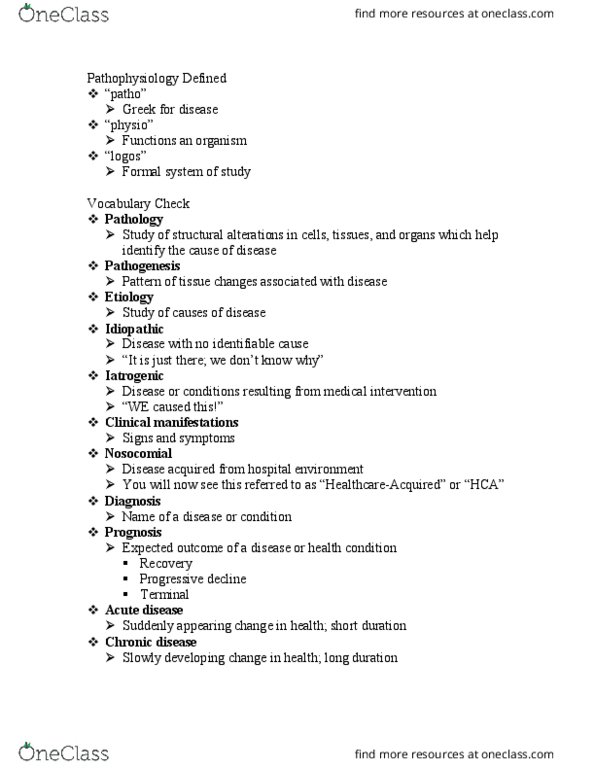 NUR 3125 Lecture 1: Pathophysiology and Cell Biology thumbnail