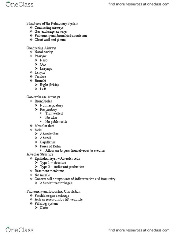 NUR 3125 Lecture Notes - Lecture 8: Arterial Blood Gas, Pulmonary Artery, Tidal Volume thumbnail