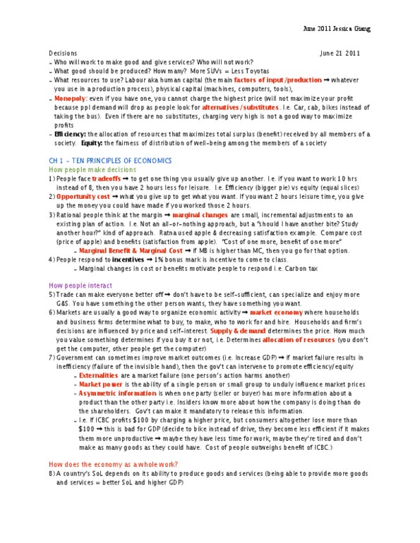 ECON 101 Final: Econ 101 - Microeconomics - All Chapters On Exam - OneClass