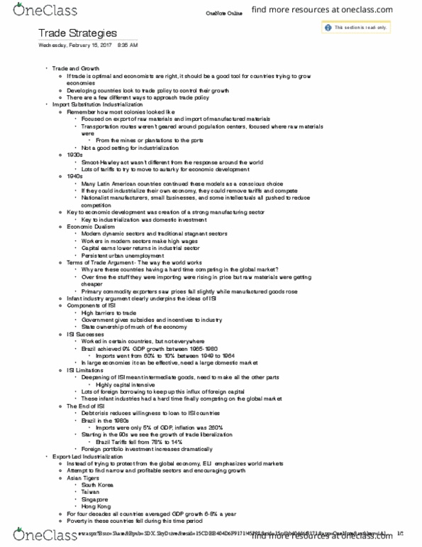 PSCI 4356 Lecture Notes - Lecture 1: Infant Industry Argument, State Ownership, Debt Crisis thumbnail