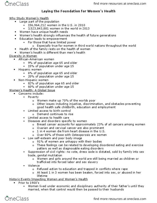 HLTH 334 Lecture Notes - Lecture 1: Combined Oral Contraceptive Pill, Sexually Transmitted Infection, Cervical Cancer thumbnail