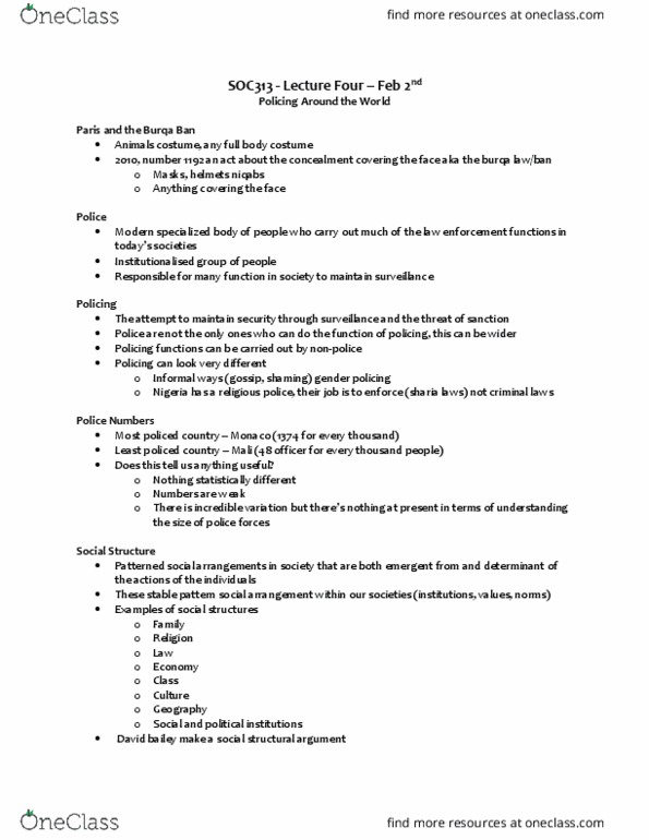 SOC313H1 Lecture Notes - Lecture 4: Community Policing, New York City Police Department, Emergency Service thumbnail