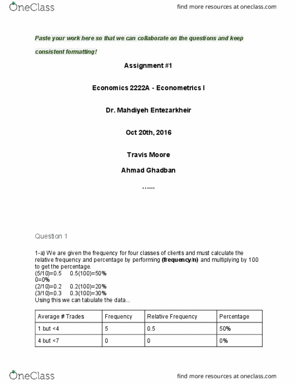 Economics 2222A/B Lecture Notes - Lecture 2: Travis Moore, Simple Random Sample, Cumulative Frequency Analysis thumbnail