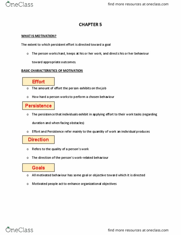 COMM 222 Chapter Notes - Chapter 5: Goal Setting, Motivation, Expectancy Theory thumbnail