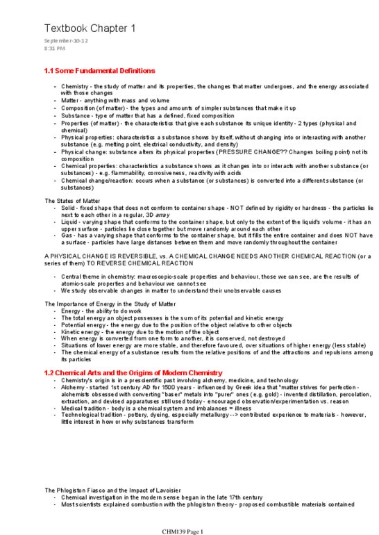 CHM135H1 Chapter Notes - Chapter 1: Electric Current, Luminous Intensity, Significant Figures thumbnail