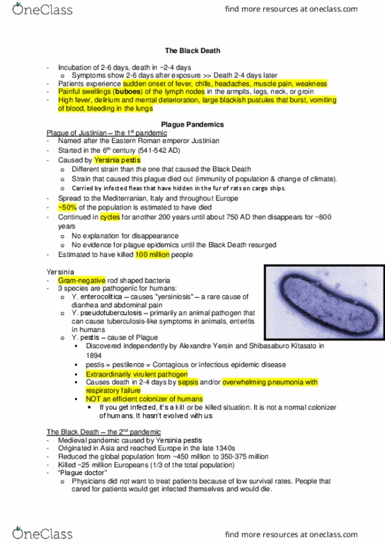 Microbiology and Immunology 2500A/B Lecture 15: Plague thumbnail