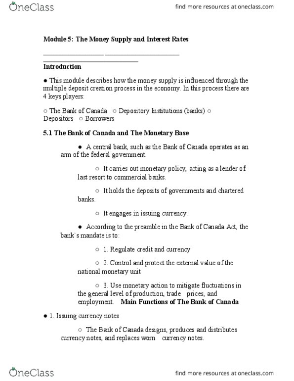 ECN 506 Lecture Notes - Lecture 11: Open Market Operation, Payments Canada, Bank Reserves thumbnail