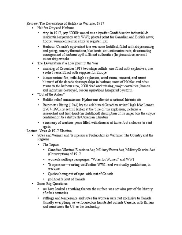 HIST 325 Lecture Notes - War Measures Act, Peace Churches, English Canada thumbnail