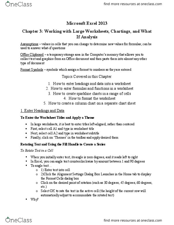 CIS 1332 Chapter Notes - Chapter 3: Dialog Box, Microsoft Excel, North American Numbering Plan thumbnail