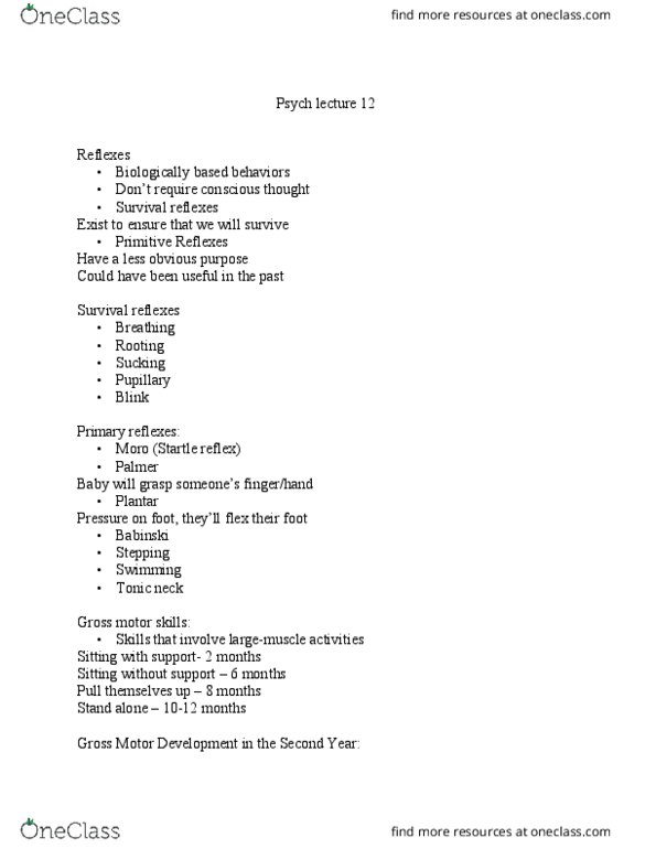 PSYC 241 Lecture Notes - Lecture 12: Startle Response, Anatomical Terms Of Location, Psych thumbnail