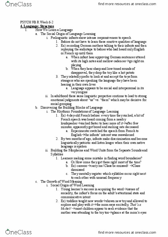 PSYCH 9B Chapter Notes - Chapter 10b: American Sign Language, Origins Game Fair, Morpheme thumbnail