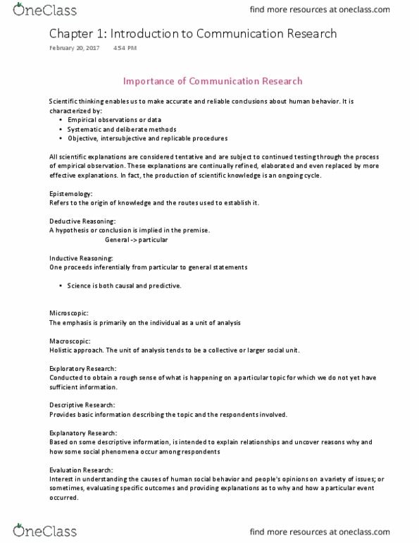 CMN 2101 Chapter 1: Introduction to Comunication Research thumbnail