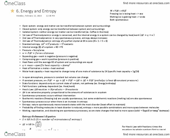 CHEM 122 Lecture Notes - Lecture 6: Gibbs Free Energy thumbnail