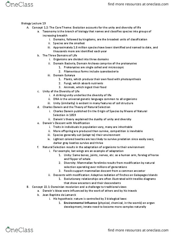 01:119:115 Lecture Notes - Lecture 19: Selective Breeding, Adaptive Radiation, Broccoli thumbnail