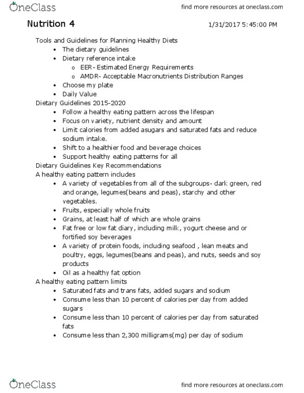 HWS 332 Lecture Notes - Lecture 4: Nutrient Density, Spy-6, Reducing Sugar thumbnail