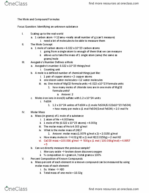 CHEM103 Lecture Notes - Lecture 4: Iron(Ii) Sulfate, Unified Atomic Mass Unit, Empirical Formula thumbnail