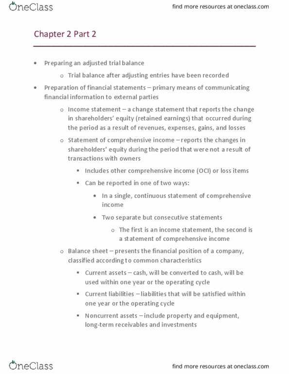 ACCOUNTG 321 Lecture Notes - Lecture 4: Operating Cash Flow, Current Liability, Income Statement thumbnail