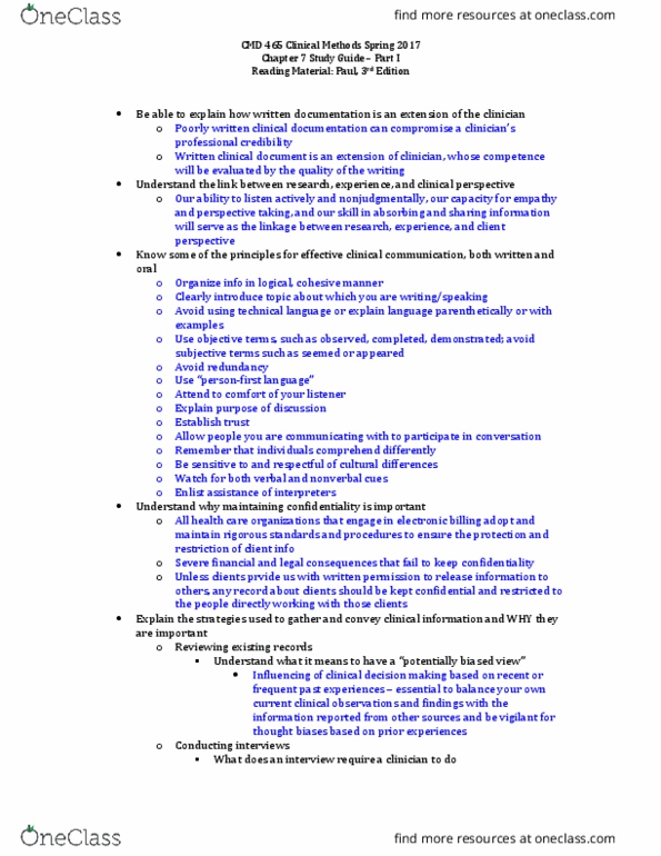CMD 465 Lecture Notes - Lecture 5: Electronic Billing, Countertransference, Professional Boundaries thumbnail