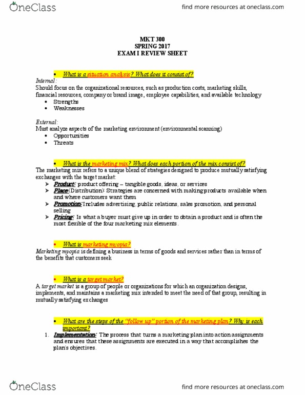 MKT-300 Lecture Notes - Lecture 10: Marketing Myopia, Marketing Mix, Sales Promotion thumbnail