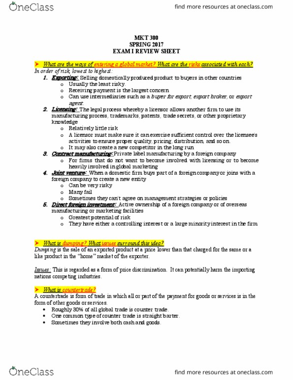 MKT-300 Lecture Notes - Lecture 13: Super Bowl Commercials, Sampling Error, Joint Venture thumbnail