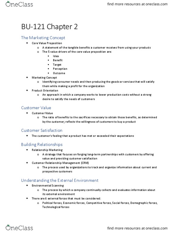 BU121 Chapter Notes - Chapter 2: Sales Promotion, Marketing Mix, Customer Relationship Management thumbnail