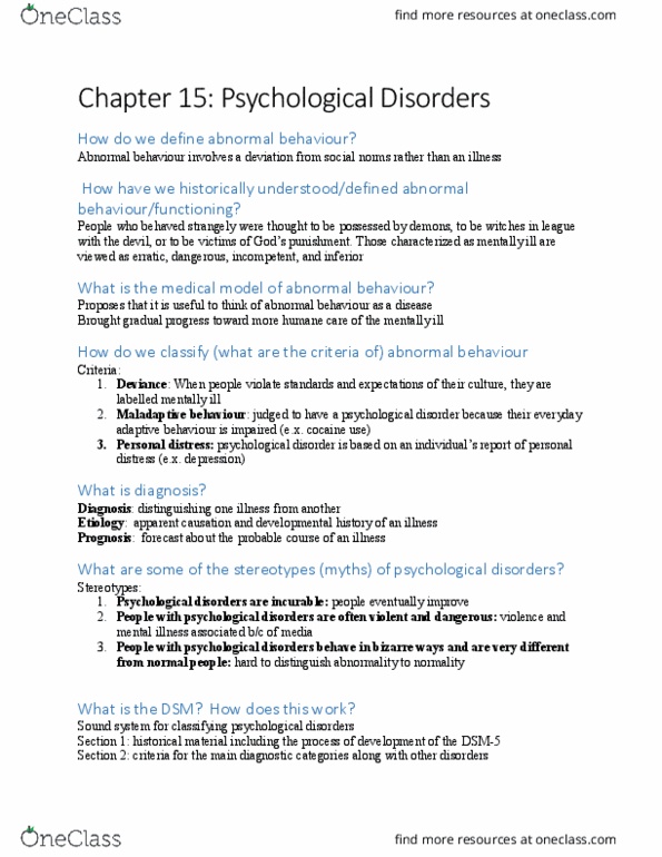 PSYC 1002 Chapter Notes - Chapter 15: Generalized Anxiety Disorder, Autism Spectrum, Panic Disorder thumbnail