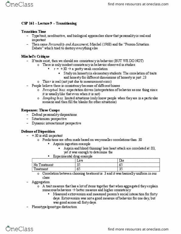 CSP 161 Lecture Notes - Lecture 9: Experimental Drug, Extraversion And Introversion, Sampling Bias thumbnail