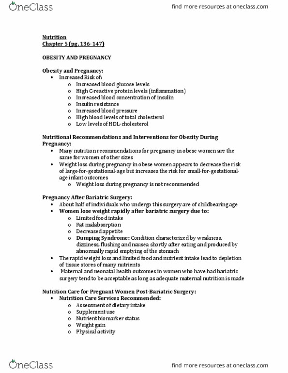 NUTR 2050 Chapter Notes - Chapter 5: Bariatric Surgery, Adjustable Gastric Band, Insulin Resistance thumbnail