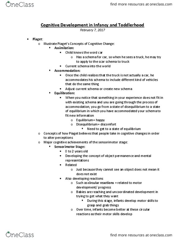 PSY30200 Lecture Notes - Lecture 7: Object Permanence, Chage And Aska thumbnail