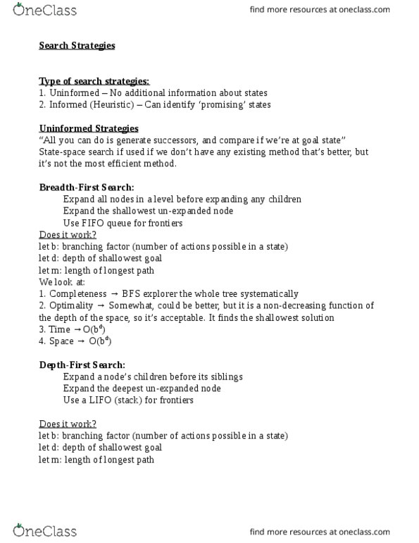 CSC 242 Lecture Notes - Lecture 2: Branching Factor, Longest Path Problem, Tree Traversal thumbnail