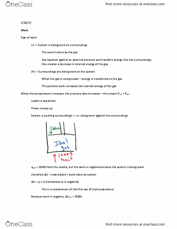 University College - Chemistry Chem 112A Lecture Notes - Lecture 15: Isothermal Process, Ideal Gas, International System Of Units thumbnail