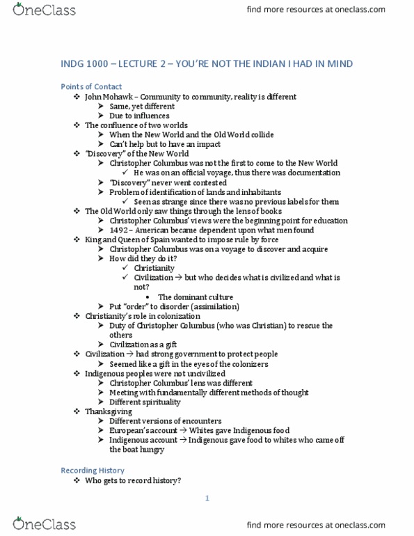 INDG 1000 Lecture Notes - Lecture 2: Eurocentrism, Genetic Testing, Human Genome Project thumbnail