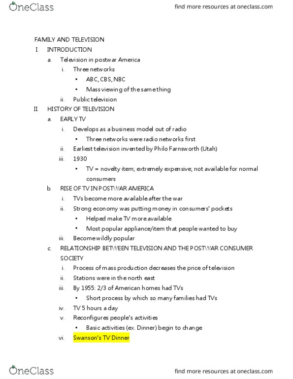 AMS 310 Lecture Notes - Lecture 9: Philo Farnsworth, Tv Dinner, Novelty Item thumbnail