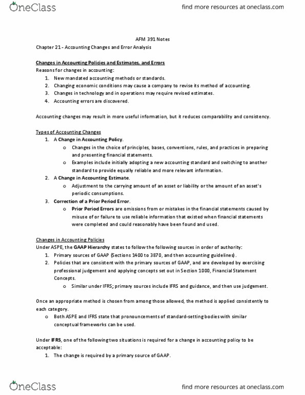 AFM391 Chapter Notes - Chapter 21: Financial Statement, Accrual, Income Statement thumbnail