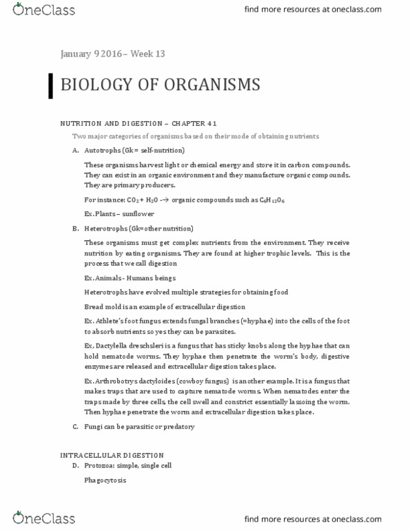 BIOL 103 Lecture Notes - Lecture 1: Protozoa, Gastrointestinal Tract, Zymogen thumbnail