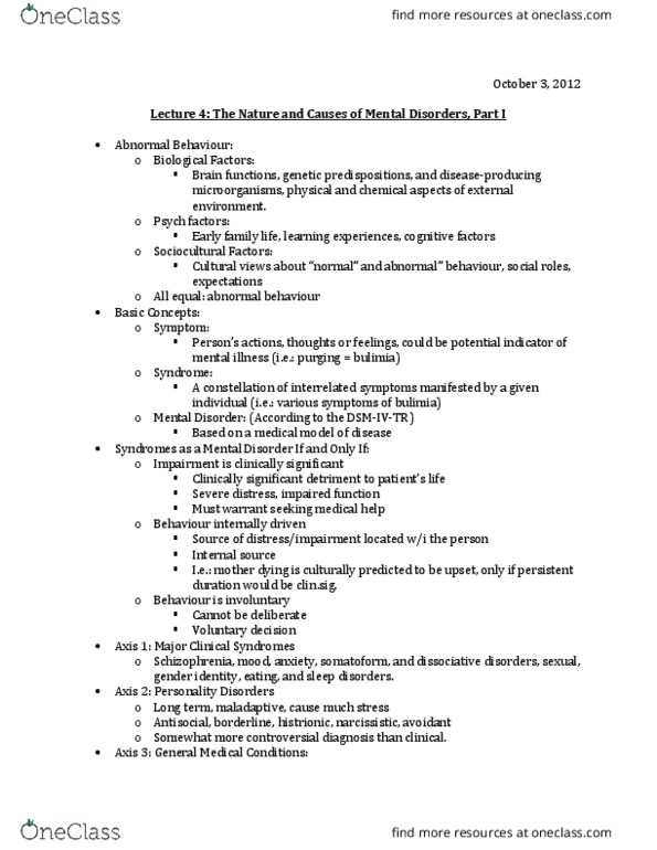 PSYC 100 Lecture Notes - Lecture 4: Psych, Genitourinary System, Classical Conditioning thumbnail