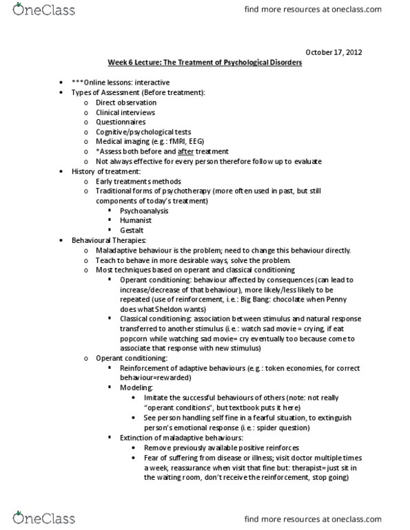 PSYC 100 Lecture Notes - Lecture 6: Operant Conditioning, Hot Sauce, Emotional Reasoning thumbnail