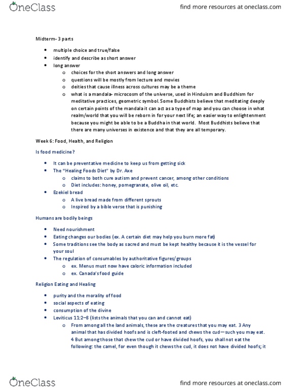 RELIGST 2WW3 Lecture Notes - Lecture 6: Olive Oil, Clifford Geertz, Theravada thumbnail