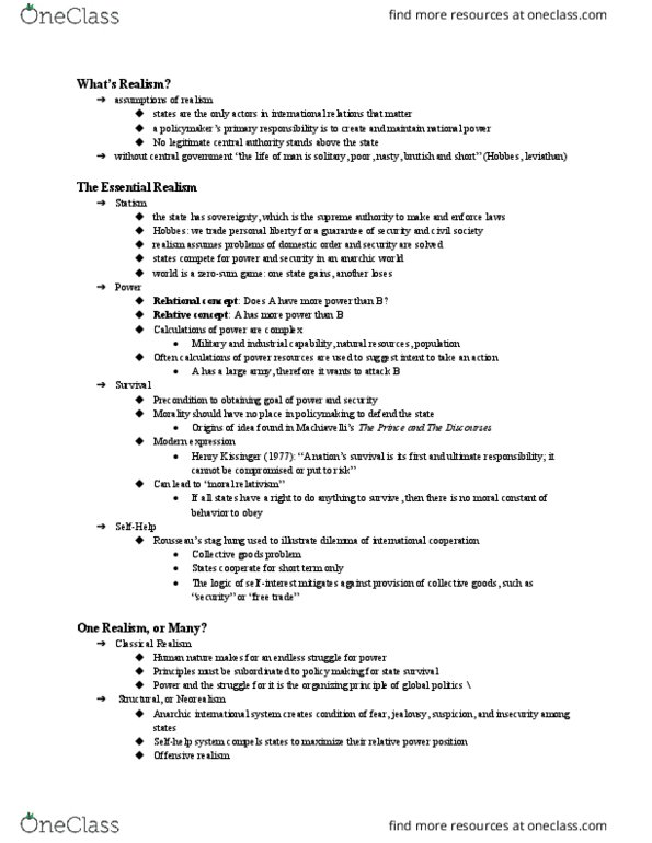 POLS 1301 Lecture Notes - Lecture 4: Counterargument, Liberal Internationalism, Andre Gunder Frank thumbnail